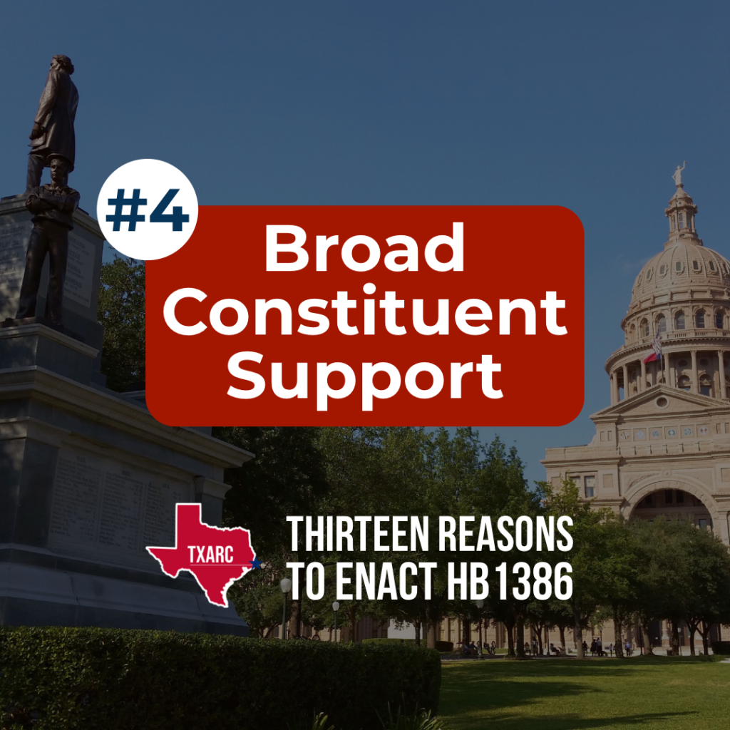 Texas HB1386 Has Broad Constituent Support