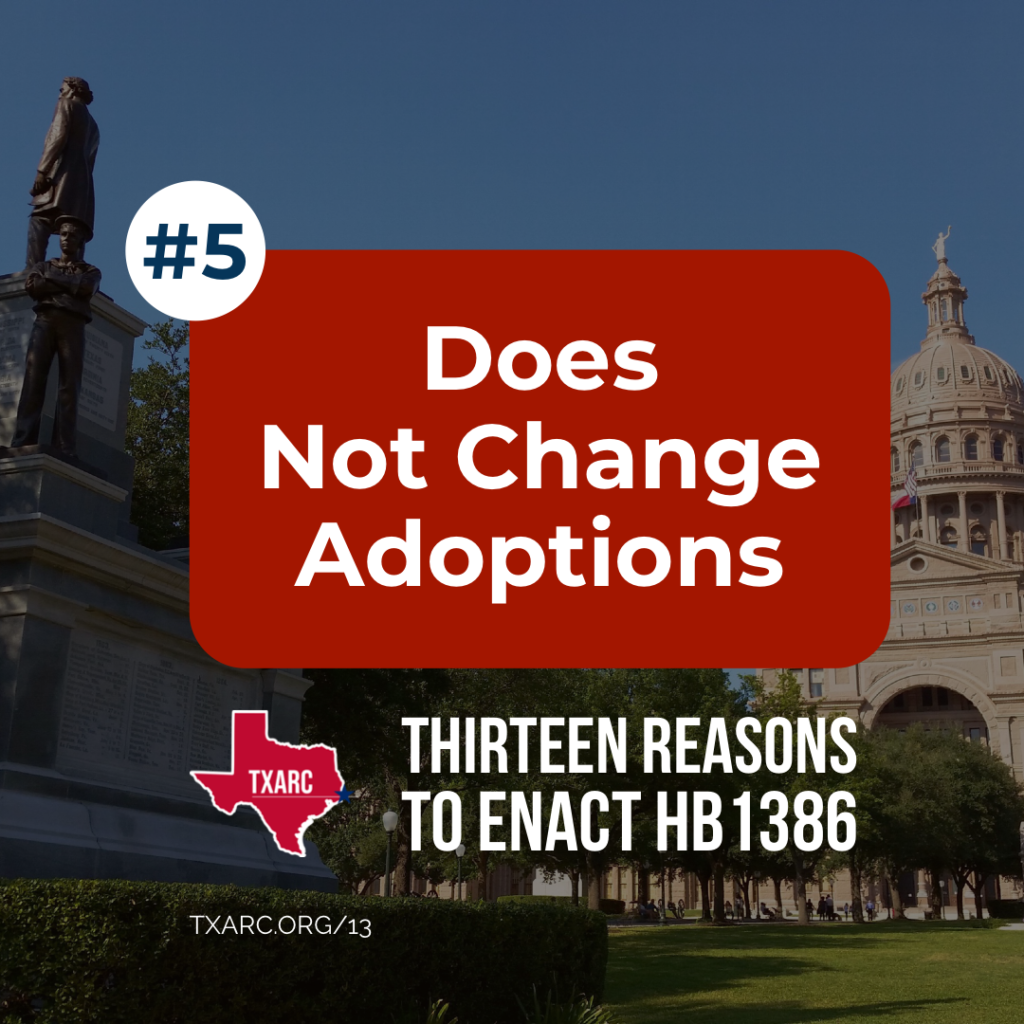 Texas HB1386 Does Not Change Current Adoptions